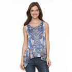 Women's World Unity High-low Print Tank, Size: Xl, Blue Other