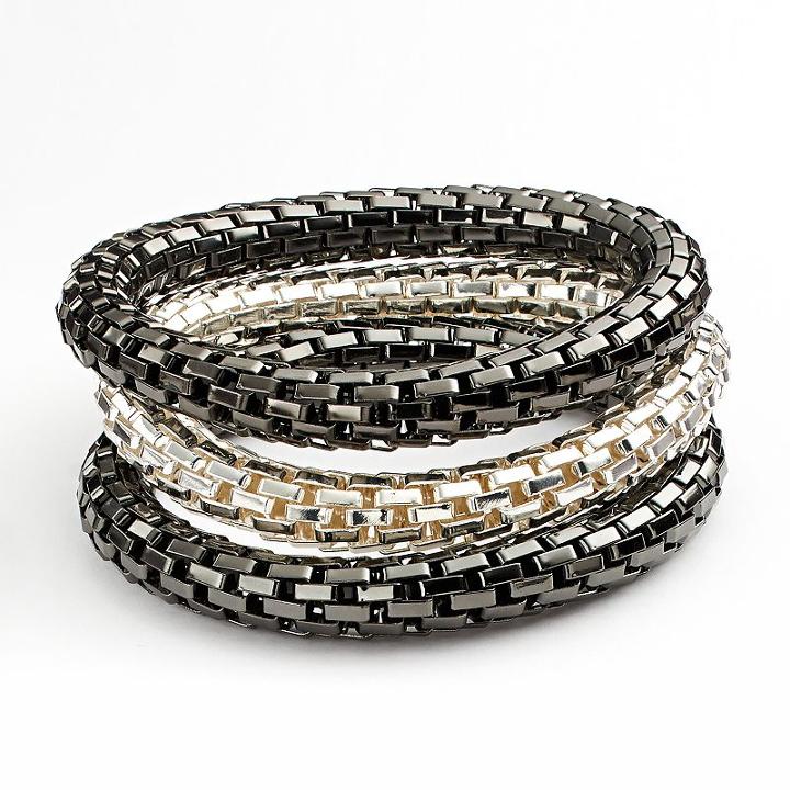 Apt. 9&reg; Two Tone Mesh Stretch Bracelet Set, Women's, Multicolor