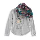 Girls 7-16 Self Esteem Foil Graphic Tee & Infinity Scarf Set With Necklace, Size: Medium, Grey