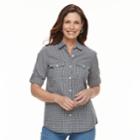 Women's Croft & Barrow&reg; Roll-tab Woven Shirt, Size: Xs, Black