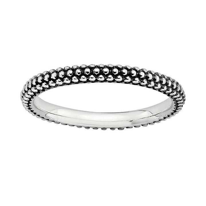 Stacks And Stones Sterling Silver Beaded Stack Ring, Women's, Size: 7, Grey