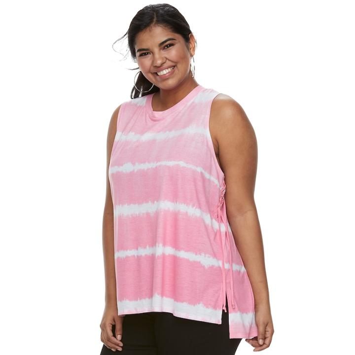 Juniors' Plus Size So&reg; Lace-up Side Tank, Teens, Size: 2xl, Light Pink