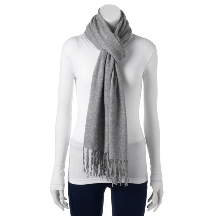 Apt. 9&reg; Fringed Cashmere Oblong Scarf, Women's, Grey Other