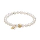 Tfs Jewelry 14k Gold Over Silver Freshwater Cultured Pearl Stretch Bracelet, Women's, Size: 7, White