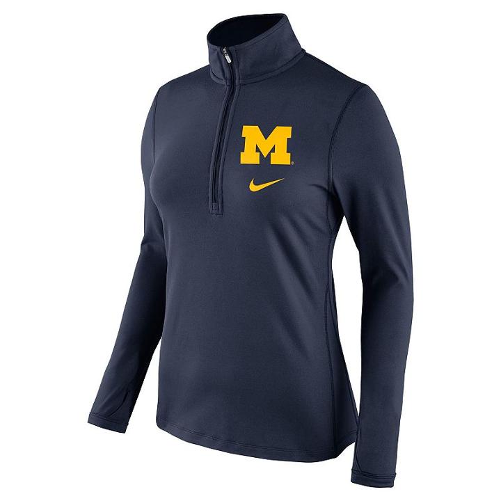 Women's Nike Michigan Wolverines Tailgate Quarter-zip Top, Size: Xl, Blue (navy)