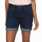 Petite Croft & Barrow&reg; Cuffed Denim Midi Shorts, Women's, Size: 16 Petite, Dark Blue