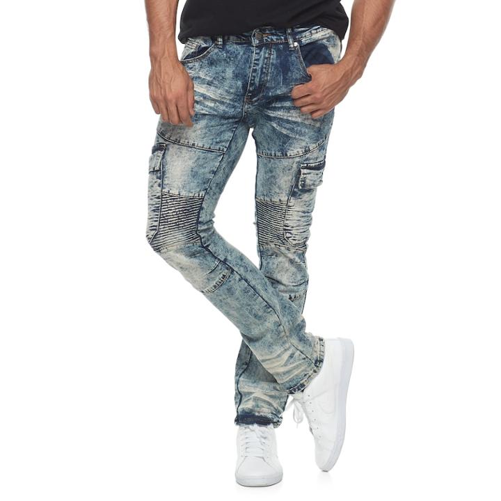 Men's Rawx Slim-fit Moto Stretch Cargo Jeans, Size: 34, Blue