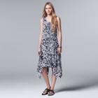 Women's Simply Vera Vera Wang Print Shadow-stripe Midi Dress, Size: Xl, Drk Purple