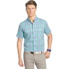 Men's Izod Check Advantage Button-down Shirt, Size: Medium, Lt Green
