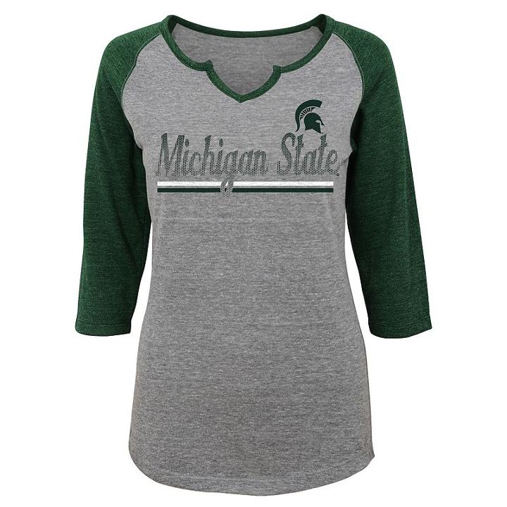 Juniors' Michigan State Spartans Over The Line Tee, Women's, Size: Xl, Dark Grey