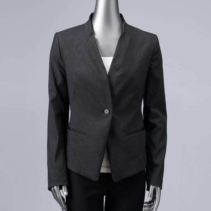 Women's Simply Vera Vera Wang Simply Cropped Blazer, Size: Xl, Grey