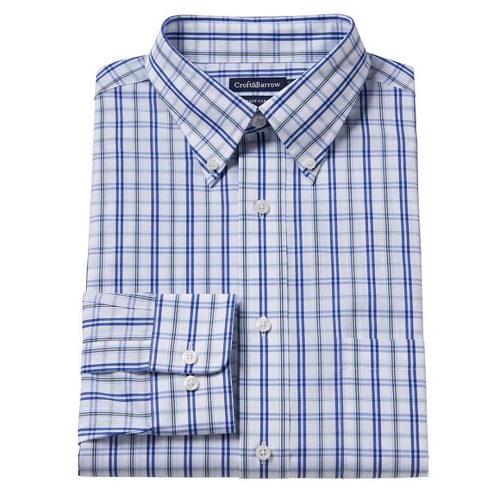 Men's Croft & Barrow&reg; Classic-fit Easy Care Button-down Collar Dress Shirt, Size: 17-32/33, Blue