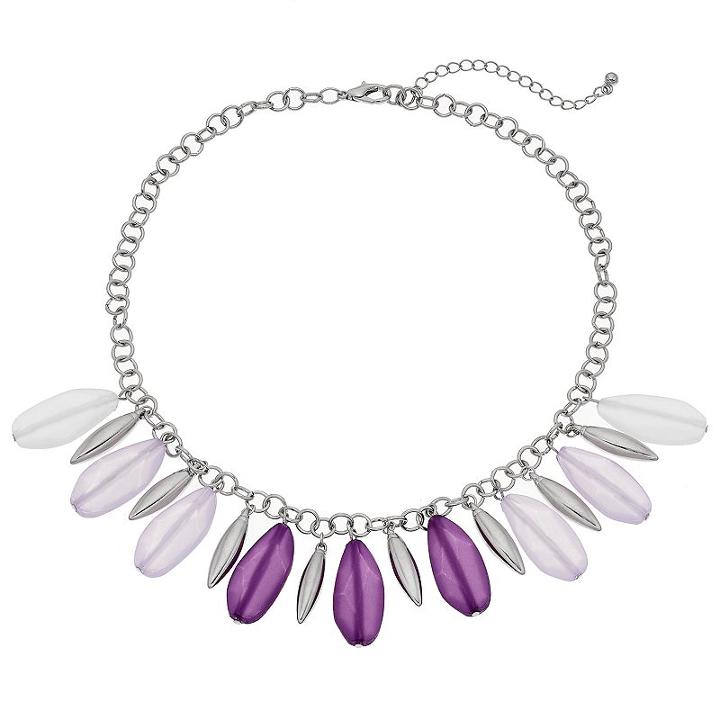 Purple Shaky Bead Ombre Fringe Necklace, Women's, Lt Purple