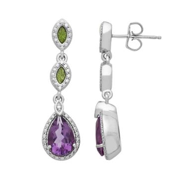 Chloe And Zoe Sterling Silver Amethyst Linear Drop Earrings, Women's, Purple