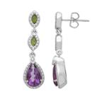 Chloe And Zoe Sterling Silver Amethyst Linear Drop Earrings, Women's, Purple