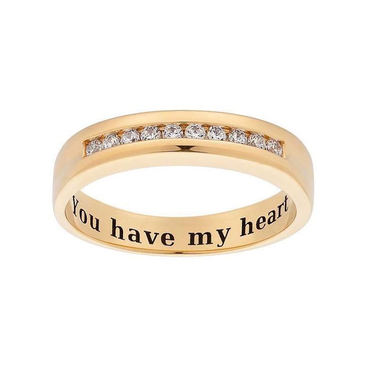 Cubic Zirconia 10k Gold Over Silver Wedding Ring, Women's, Size: 9, White