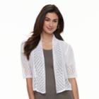 Women's Nina Leonard Crocheted Bolero, Size: Large, White