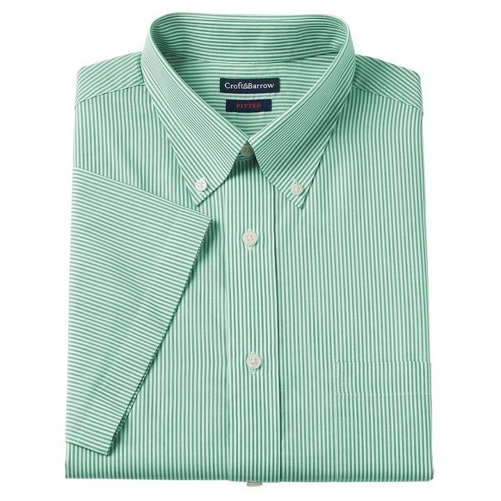 Men's Croft & Barrow&reg; Fitted Button-down Collar Dress Shirt, Size: S 14.5 -15, Med Green