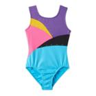 Girls 4-14 Jacques Moret Foil Splash Gym Leotard, Girl's, Size: Small, Blue Other