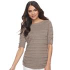 Women's Apt. 9&reg; Ruched Ribbed Crewneck Sweater, Size: Small, Med Beige