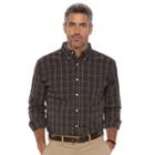 Men's Haggar Classic-fit Plaid Stretch Poplin Button-down Shirt, Size: Small, Black