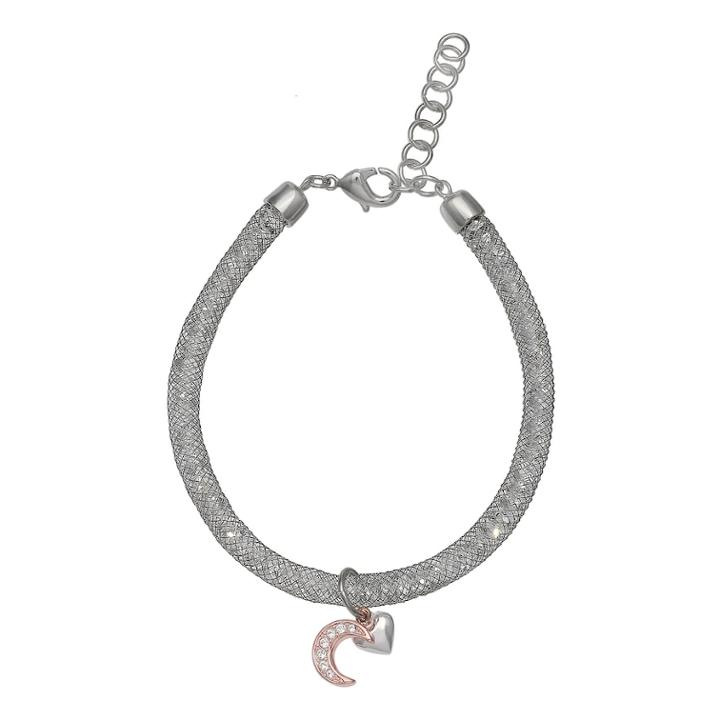 Brilliance Heart & Moon Mesh Bracelet With Swarovski Crystals, Women's, White