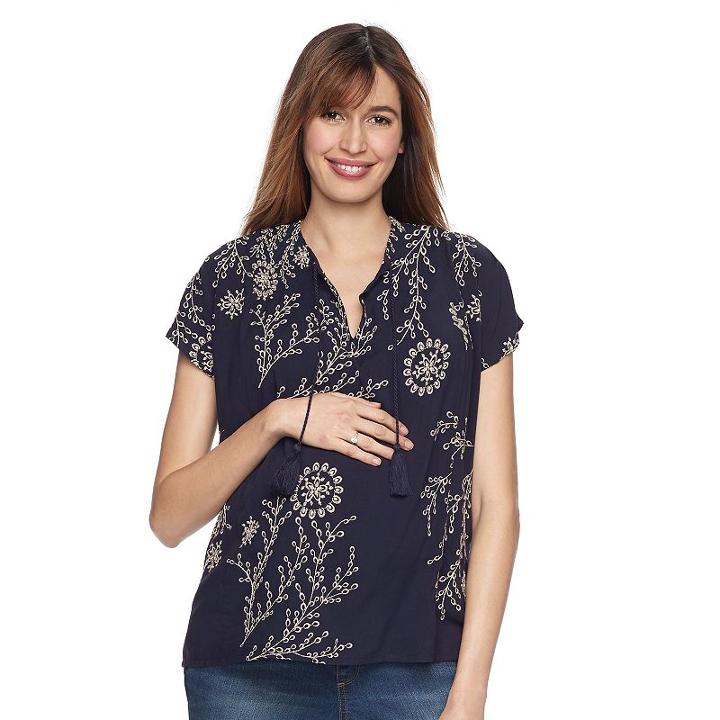 Maternity A:glow Embroidered Peasant Top, Women's, Size: Xl-mat, White