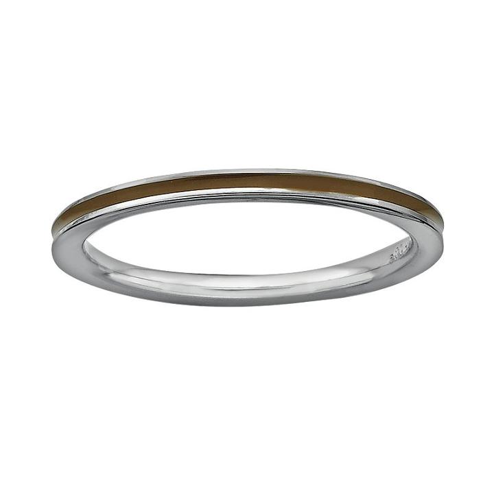 Stacks And Stones Sterling Silver Brown Enamel Stack Ring, Women's, Size: 6