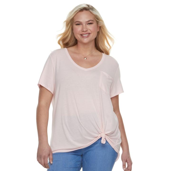 Juniors' Plus Size So&reg; Relaxed Pocket Tee, Teens, Size: 2xl, Light Pink