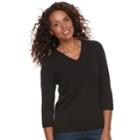 Women's Croft & Barrow&reg; V-neck Lightweight Sweater, Size: Xxl, Black