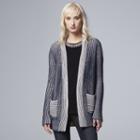 Women's Simply Vera Vera Wang Striped Cardigan, Size: Xl, Silver