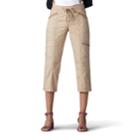 Women's Lee Margeaux Poplin Comfort Waist Pull-on Capris, Size: 18 Avg/reg, Med Brown