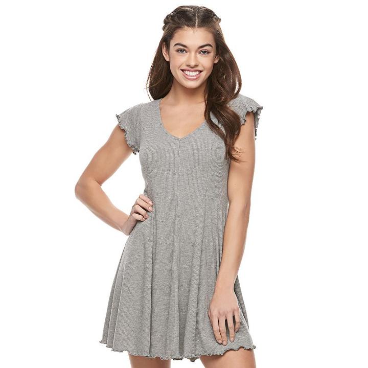 Juniors' Love Fire Ribbed Fit & Flare Dress, Girl's, Size: Large, Oxford