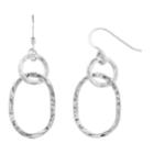Sterling Silver Hammered Oval Link Drop Earrings, Women's, Grey