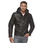 Men's Marc Anthony Slim-fit Faux-leather Hooded Moto Jacket, Size: Small, Dark Brown