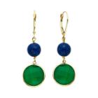 14k Gold Green Onyx & Lapis Lazuli Beaded Drop Earrings, Women's, Multicolor