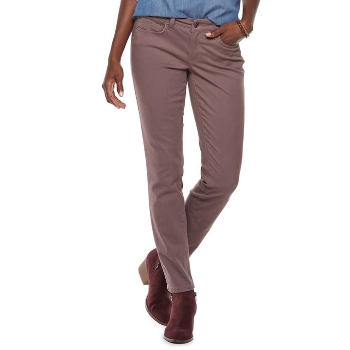 Women's Sonoma Goods For Life&trade; Midrise Curvy Fit Sateen Skinny Pants, Size: 10 Short, Purple