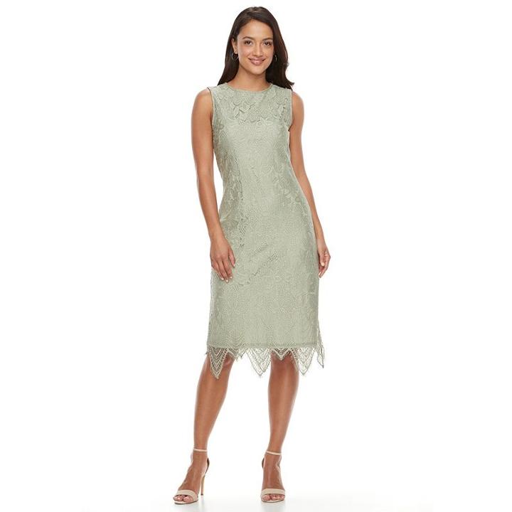 Women's Sharagano Sleeveless Lace Scalloped Hem Dress, Size: 10, Lt Green