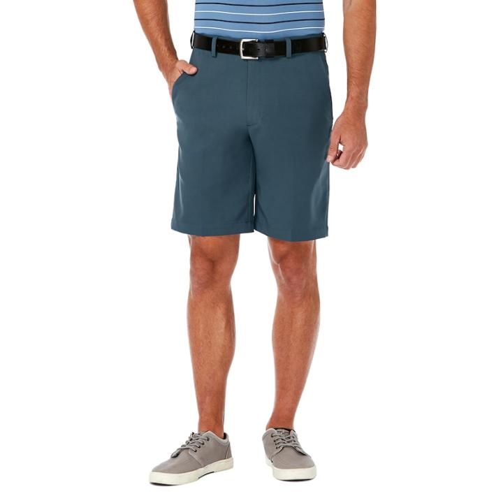 Men's Haggar&reg; Cool 18&reg; Pro Straight-fit Solid Flat-front Shorts, Size: 34, Turquoise/blue (turq/aqua)