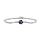 Stella Grace Sterling Silver Lab-created Blue & White Sapphire & Diamond Accent Floral Bracelet, Women's, Size: 7