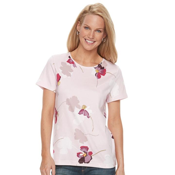 Women's Croft & Barrow&reg; Essential Crewneck Tee, Size: Xs, Med Pink