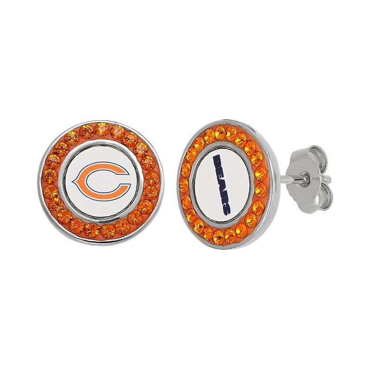 Chicago Bears Crystal Team Logo Stud Earrings, Women's, Orange