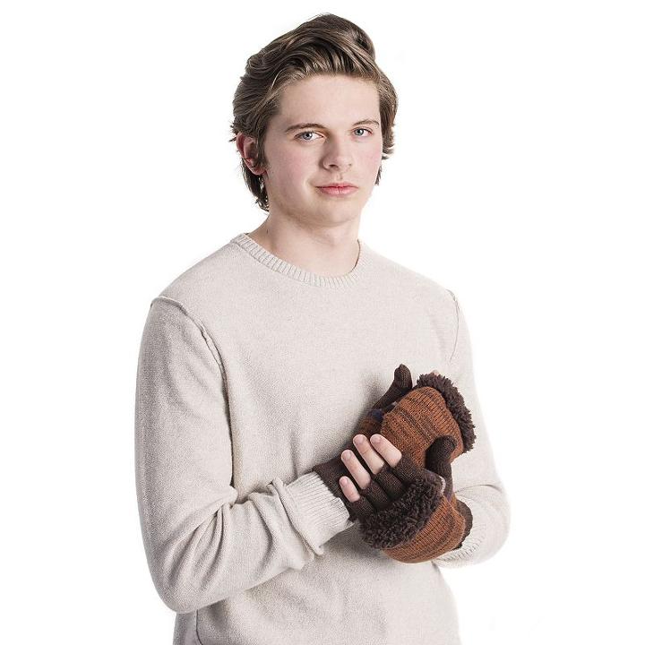 Muk Luks, Men's Convertible Flip-top Mittens, Brown