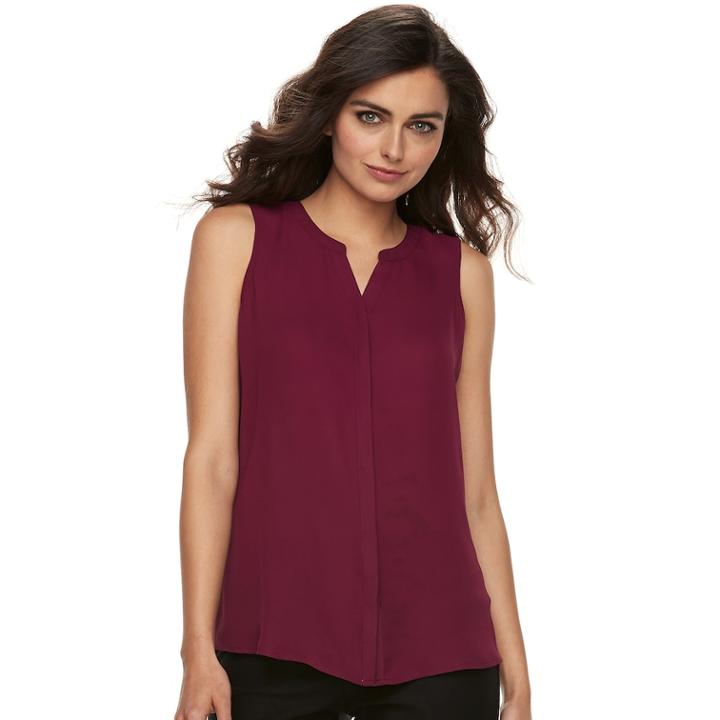 Women's Apt. 9&reg; Pleated Georgette Tank, Size: Xs, Dark Red