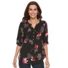 Women's Croft & Barrow&reg; Printed Crepe Woven Top, Size: Large, Oxford