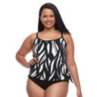 Plus Size Apt. 9&reg; Printed Faux-tankini One-piece Swimsuit, Women's, Size: 1xl, Black