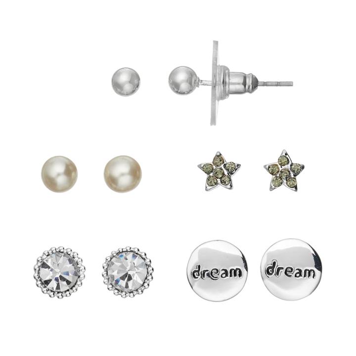 Lc Lauren Conrad Dream & Star Nickel Free Stud Earring Set, Women's, Silver