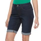 Women's Croft & Barrow&reg; Cuffed Bermuda Jean Shorts, Size: 10, Dark Blue