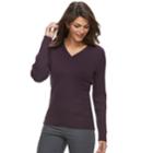 Women's Croft & Barrow&reg; Essential Cable Knit V-neck Sweater, Size: Large, Drk Purple