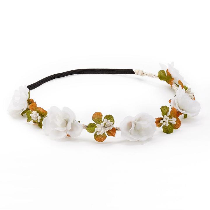 Mudd&reg; White Flower Elastic Headband, Women's, Natural
